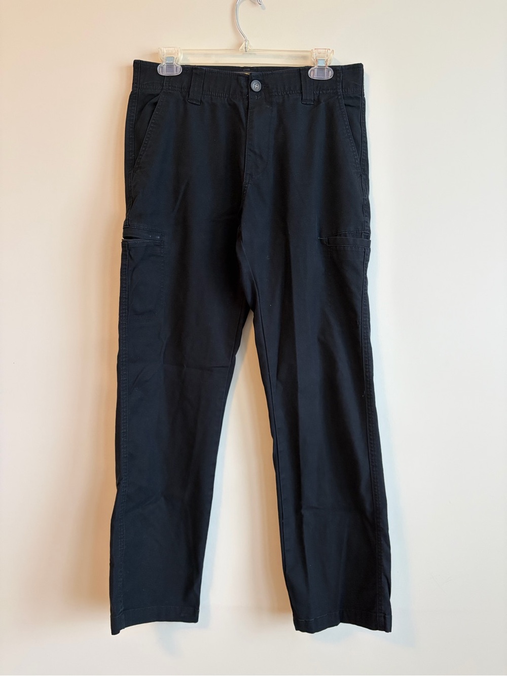 Lee Men's Extreme Comfort Straight Fit Black Cargo Pants with Side Pockets 30X32